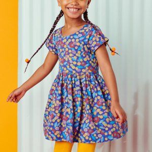 Girls Tea Collection Short Sleeve Wrap Neck Dress Size 5 Caribbean Cherry NEW